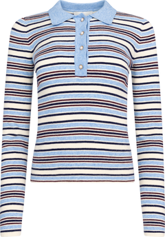 Marte Ls Stripe Polo - Blue