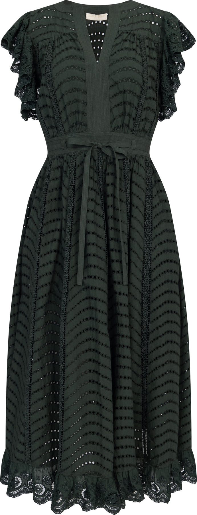 Ulla Johnson - Kjoler - Olga Flutter Sleeve Midi Dress - Cypress - Villoid Ulla Johnson - Kjoler - Olga Flutter Sleeve Midi Dress - Cypress - Villoid