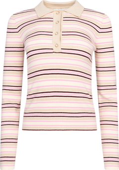 Marte Ls Stripe Polo - Pink