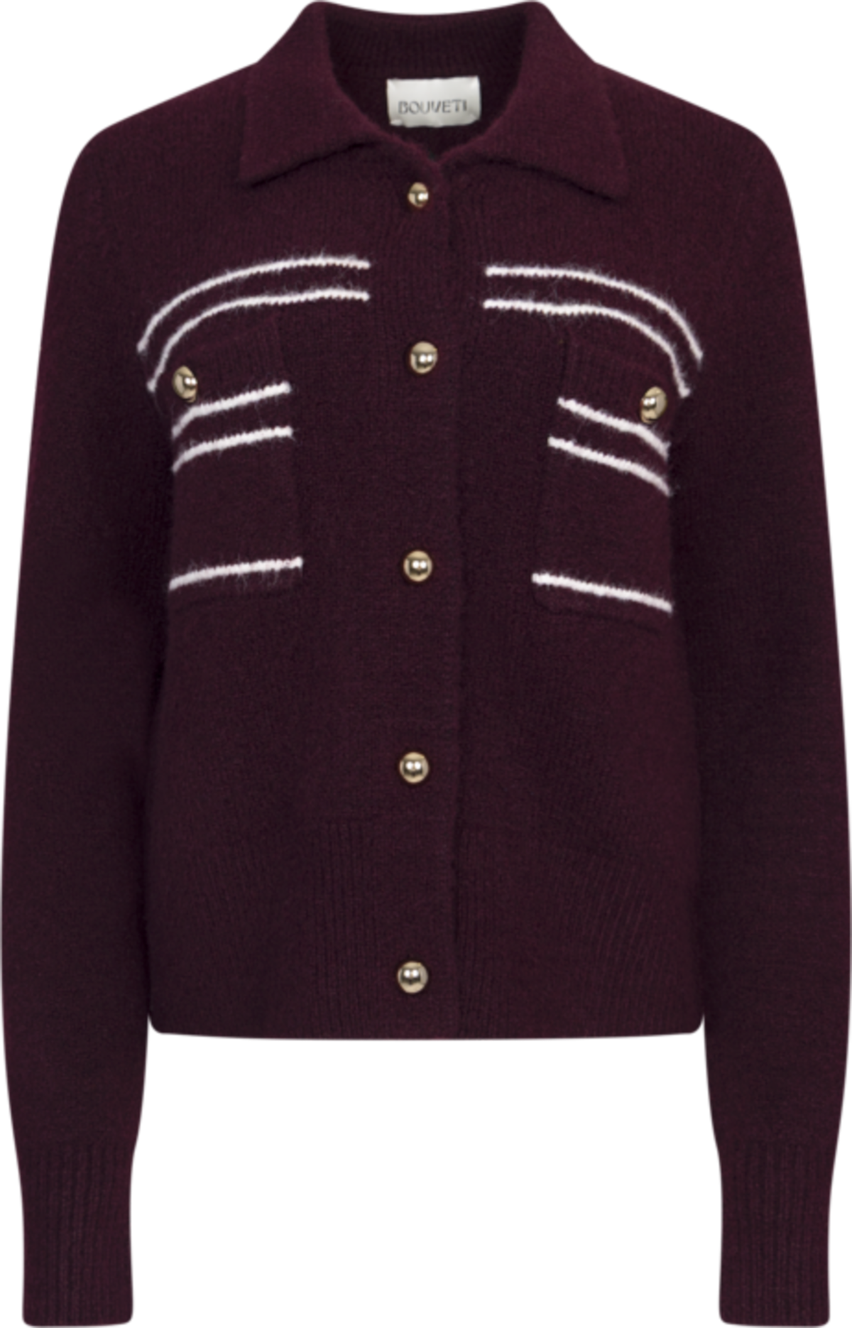 Lisa Stitch Pocket Cardigan - Wine