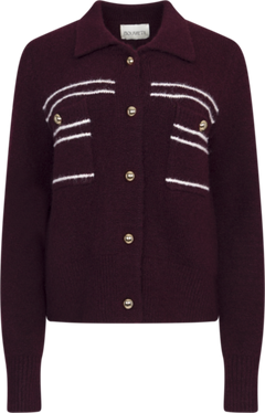 Lisa Stitch Pocket Cardigan - Wine