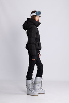 Emily Down Belt Jacket - Black