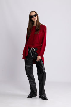 Clara Cashmere Knit Cardigan - Dark Red