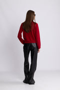 Clara Cashmere Knit Cardigan - Dark Red