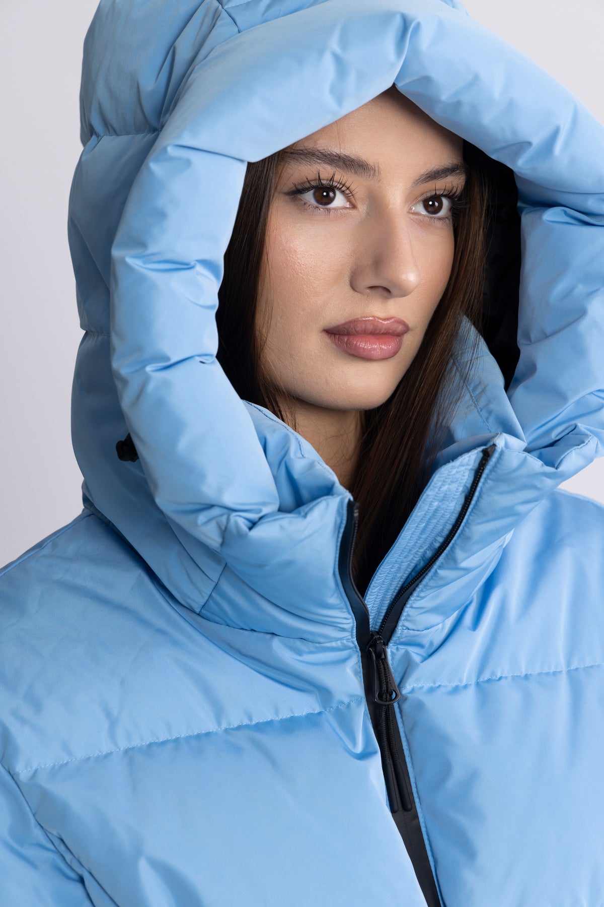 Emily Down Belt Jacket - Lt Blue