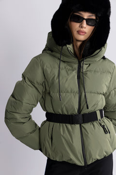 Emily Down Belt Jacket - Green