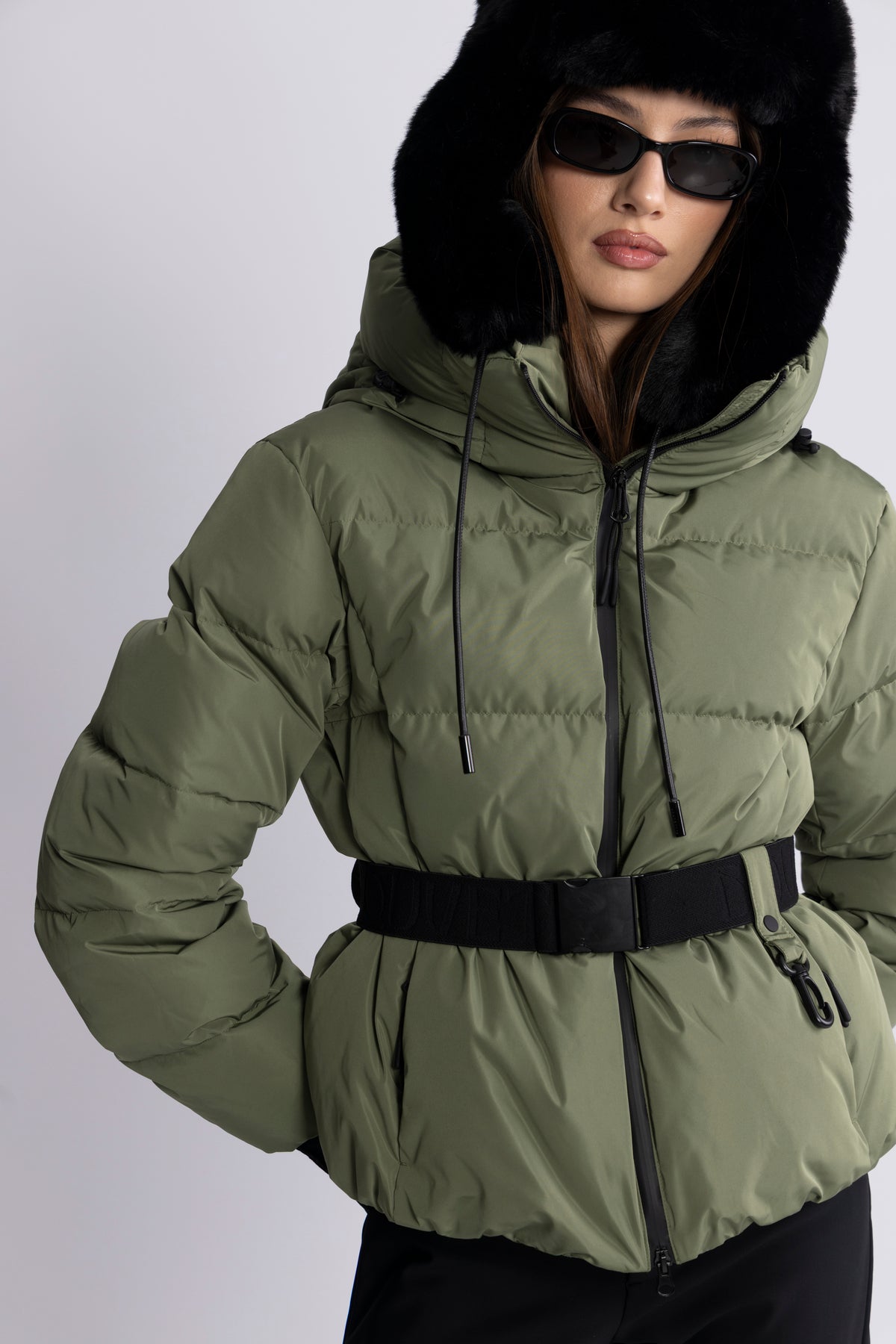 Emily Down Belt Jacket - Green