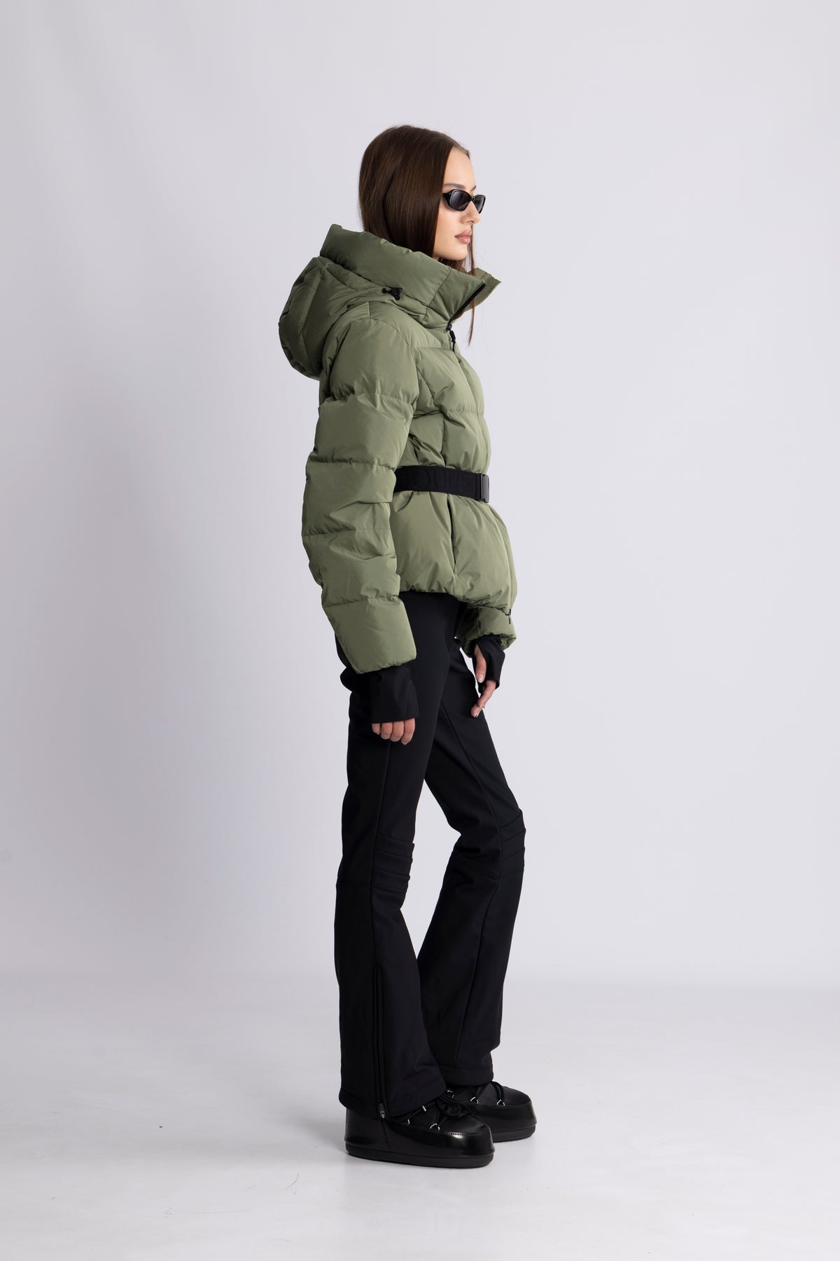 Emily Down Belt Jacket - Green