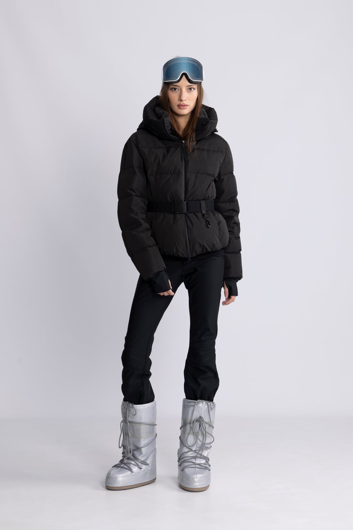 Emily Down Belt Jacket - Black