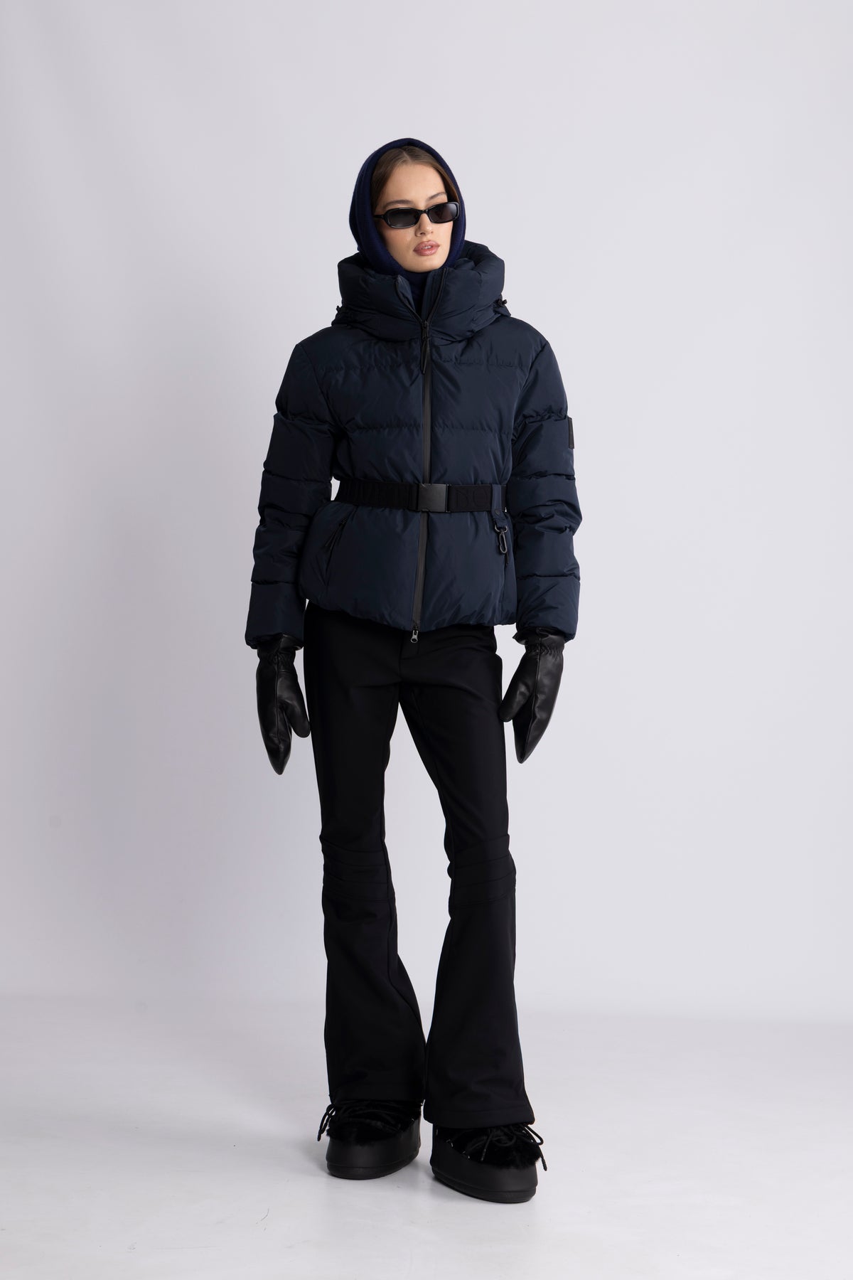 Emily Down Belt Jacket - Navy