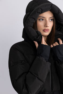 Emily Down Belt Jacket - Black