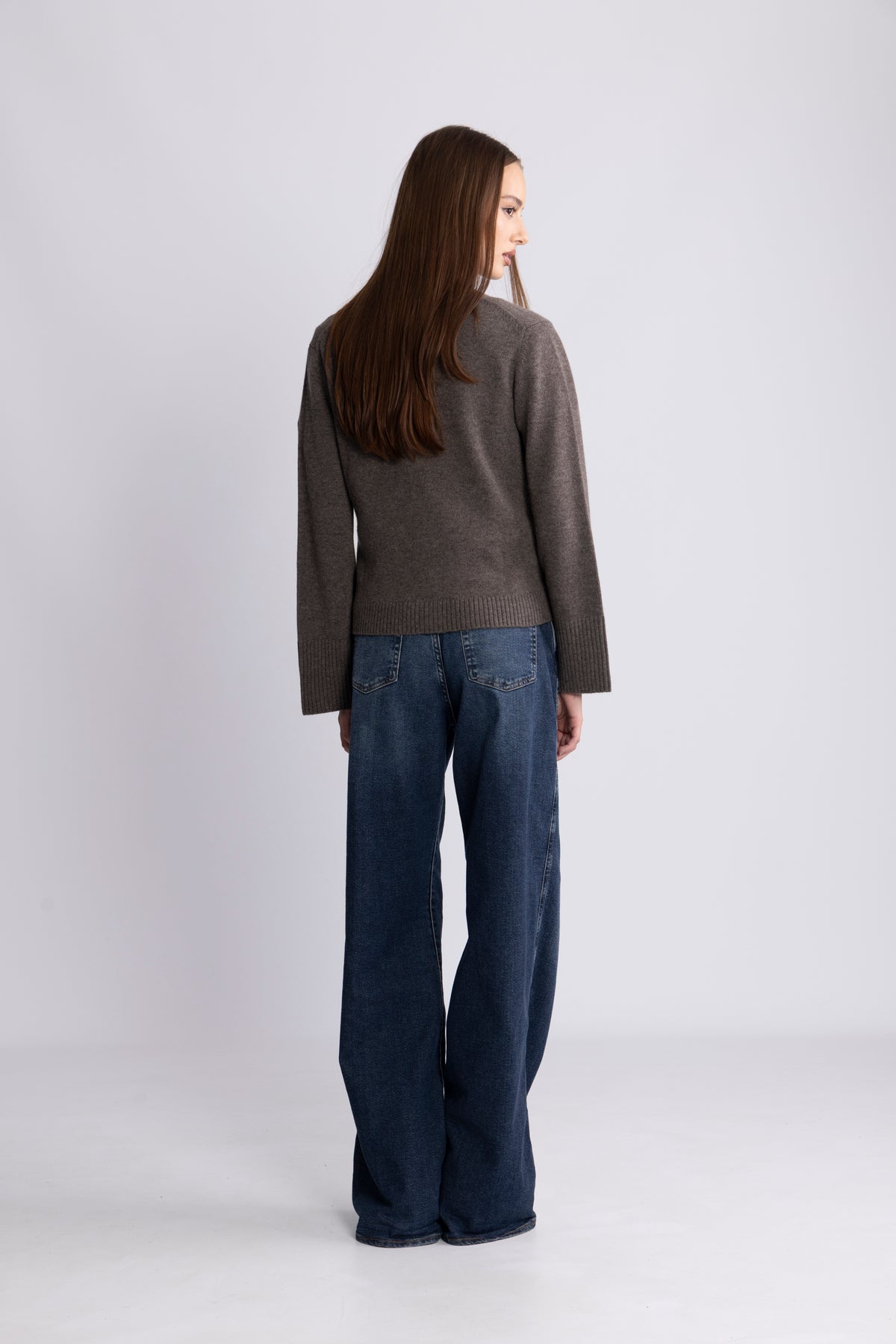 Liz Cashmere Knit Cardigan - Brown Melange