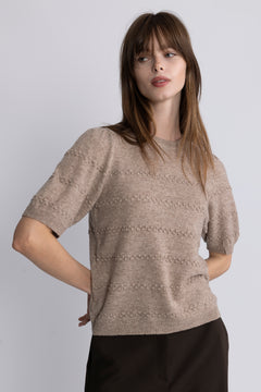 Yasnimo SS Knit Pullover - Pelican Melange