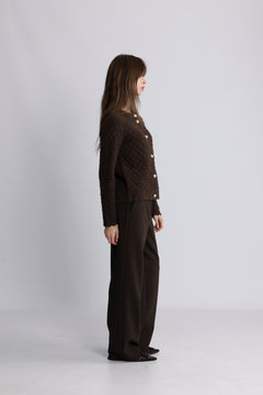Yasbubble Ls Knit Cardigan S. - Hot Fudge