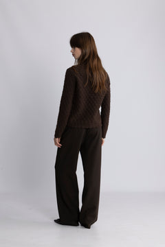 Yasbubble Ls Knit Cardigan S. - Hot Fudge