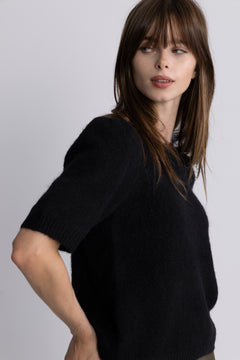Yasanne Ss Knit Pullover - Black
