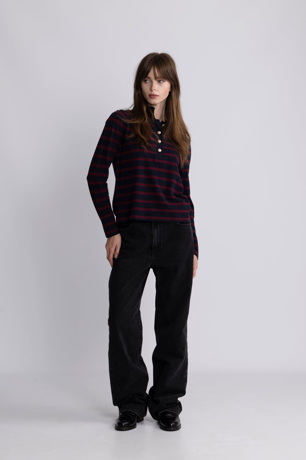 Reg Breton Striped Ls Pique Polo - Evening Blue