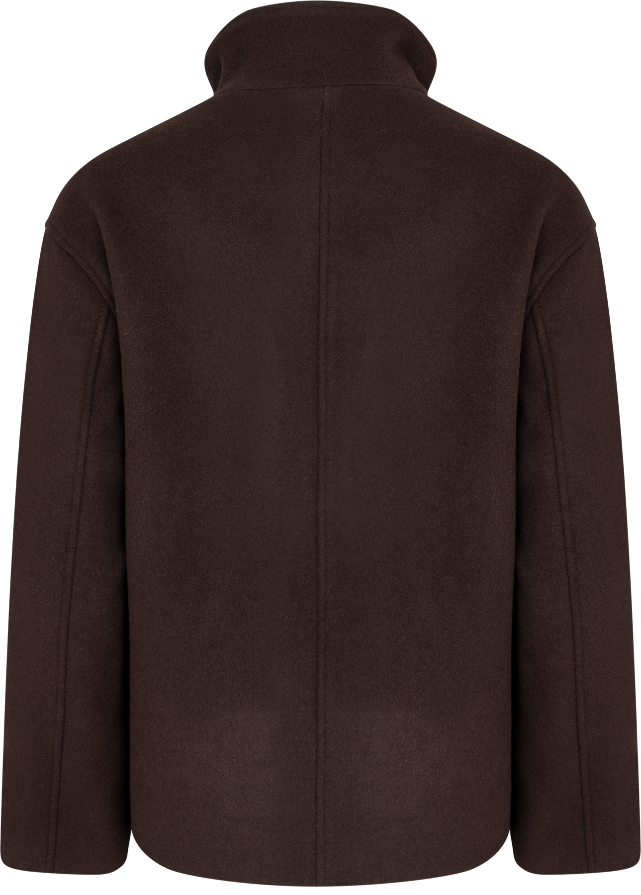 Short Wool Jacket With Zip - Deep Brown