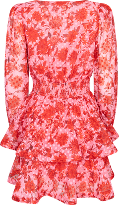 Jade Wave Flower Dot Dress - Flower Red