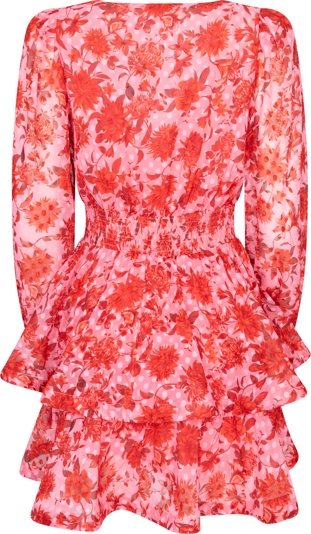 Jade Wave Flower Dot Dress - Flower Red