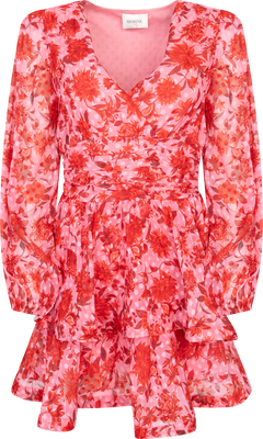Jade Wave Flower Dot Dress - Flower Red