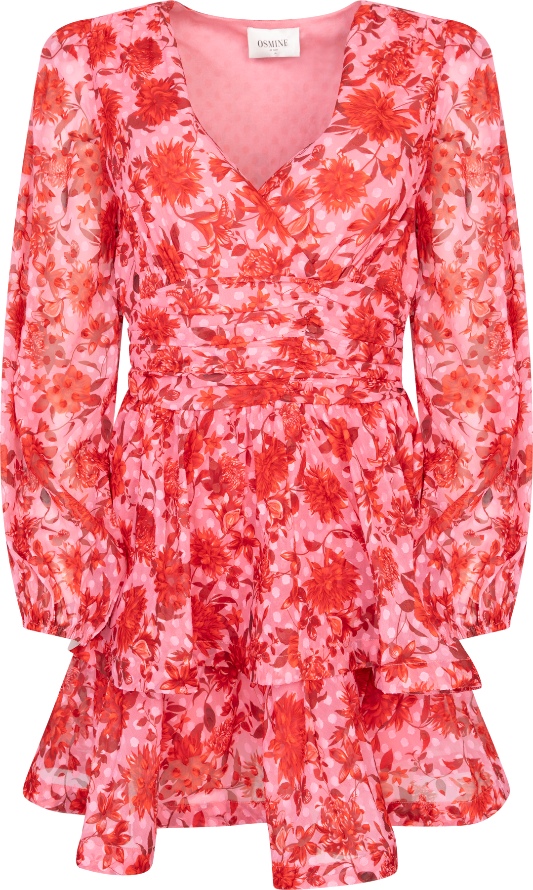 Jade Wave Flower Dot Dress - Flower Red