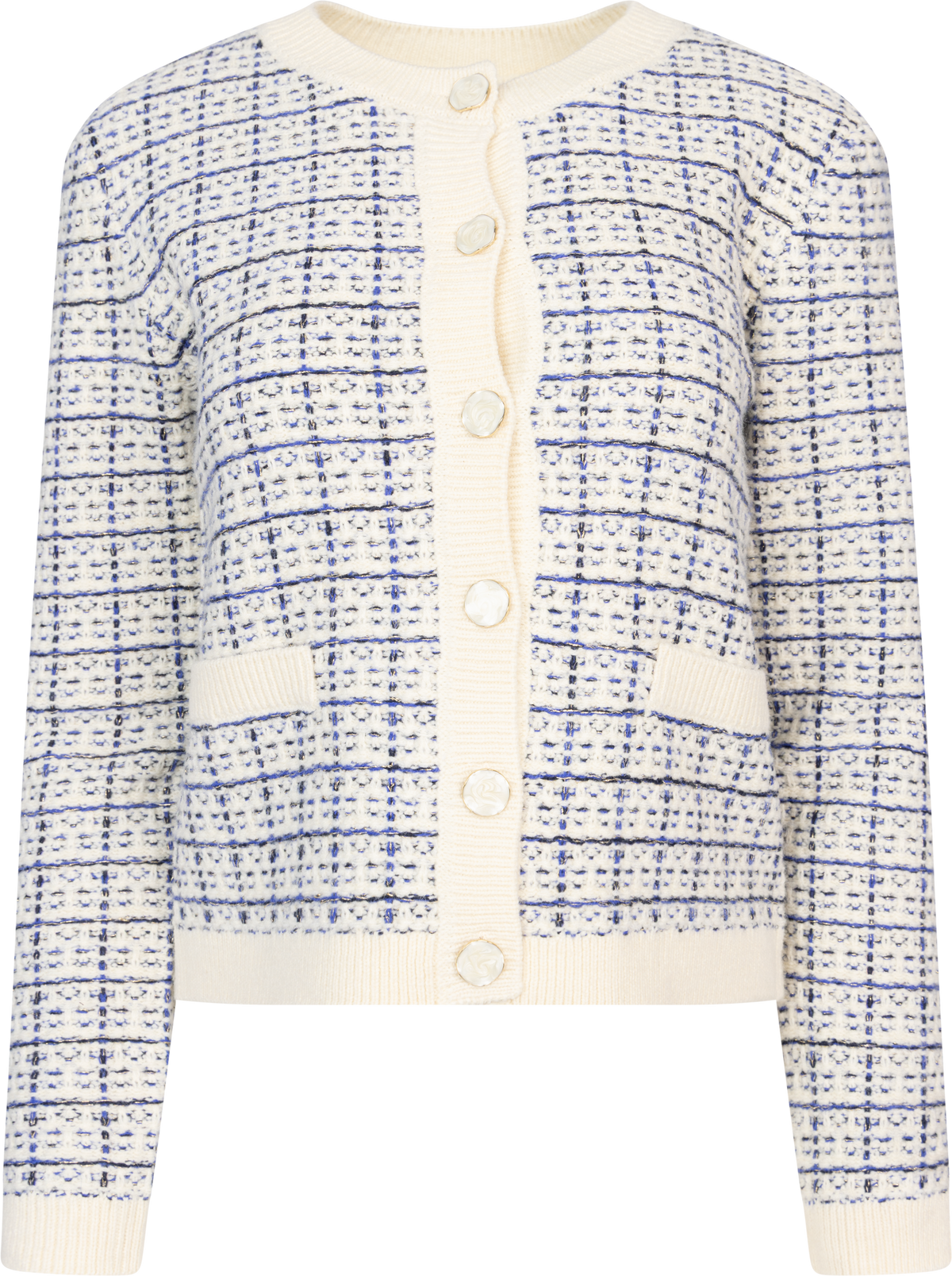 Yaslivia Ls Short Knit Cardigan - Birch Dazzling Blue