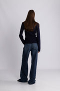 Marte LS Rib Polo Knit  - Navy