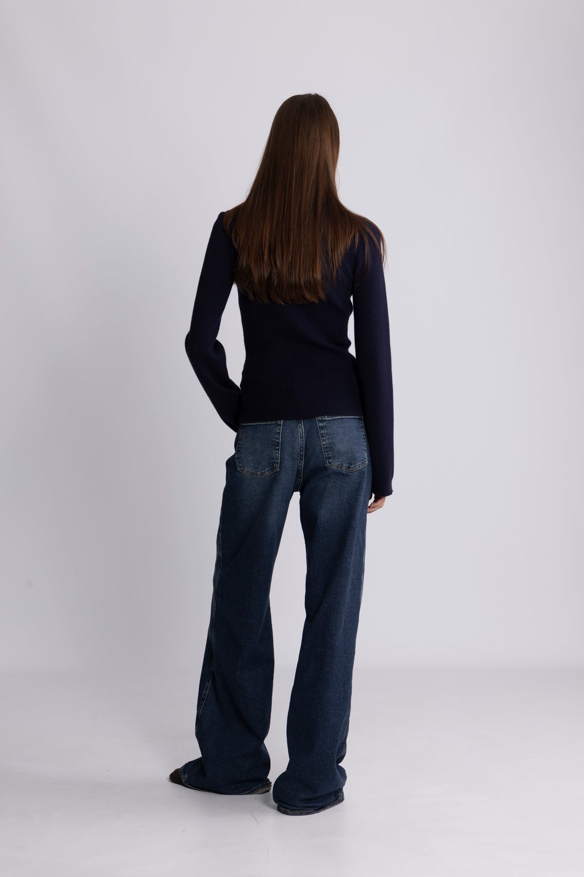 Marte LS Rib Polo Knit  - Navy