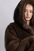 Astrid Faux Fur Jacket - Chocolate Brown