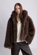 Astrid Faux Fur Jacket - Chocolate Brown
