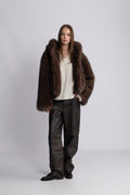 Astrid Faux Fur Jacket - Chocolate Brown