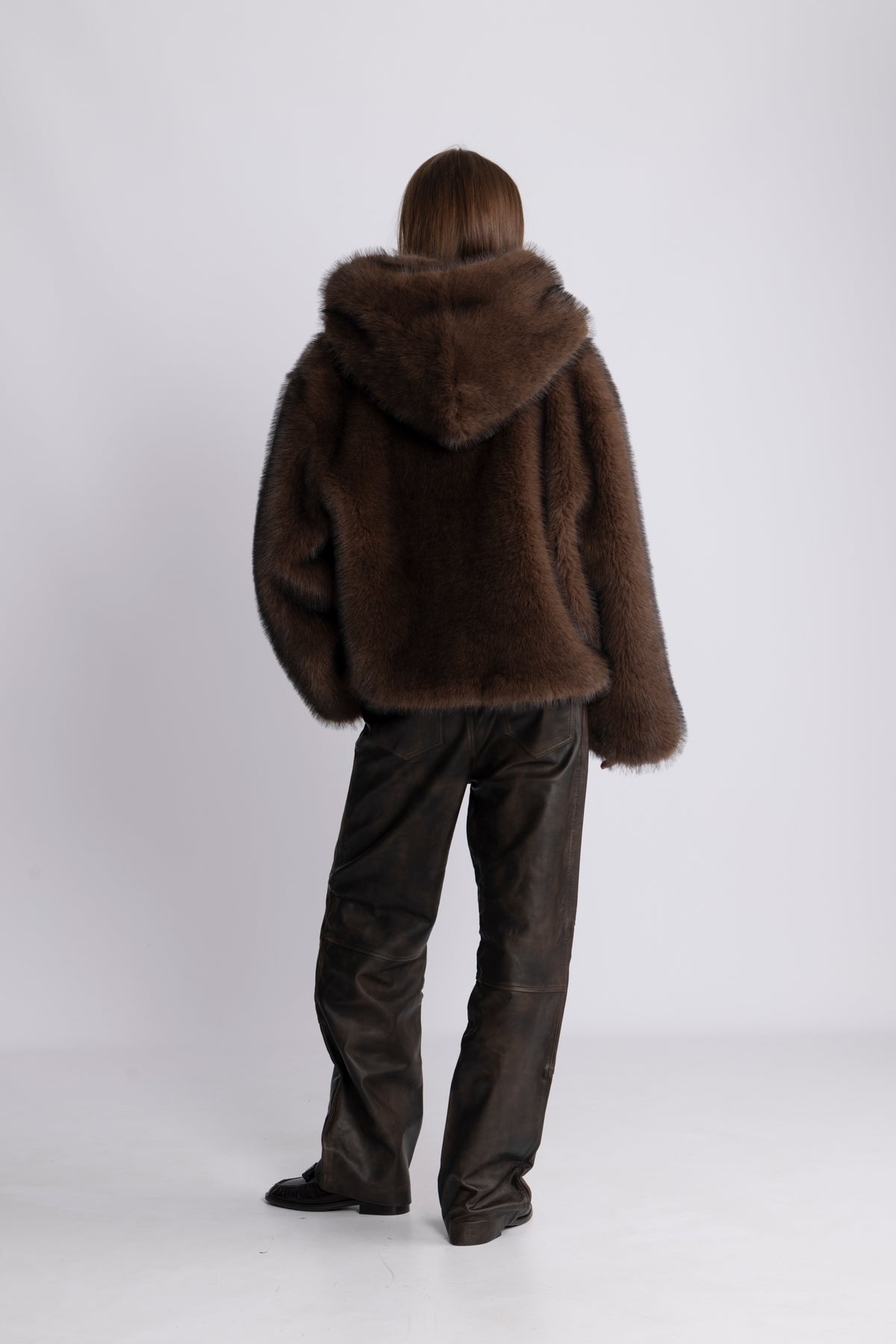 Astrid Faux Fur Jacket - Chocolate Brown