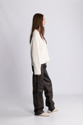 Lina Wool V-Neck Knit Sweater - Off White