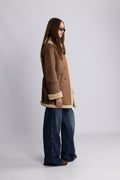 Marta Shearling Jacket - Dark Cognac/Cream