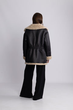 Marta Shearling  Jacket - Black/Creme