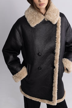 Marta Shearling  Jacket - Black/Creme
