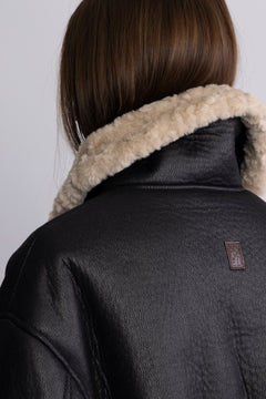Marta Shearling  Jacket - Black/Creme