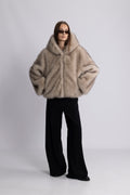 Astrid Faux Fur Jacket - Beige