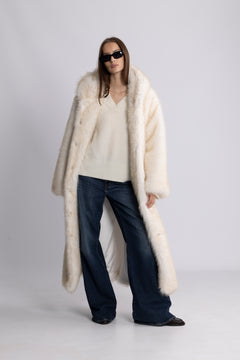 Astrid Faux Fur Coat - Creme
