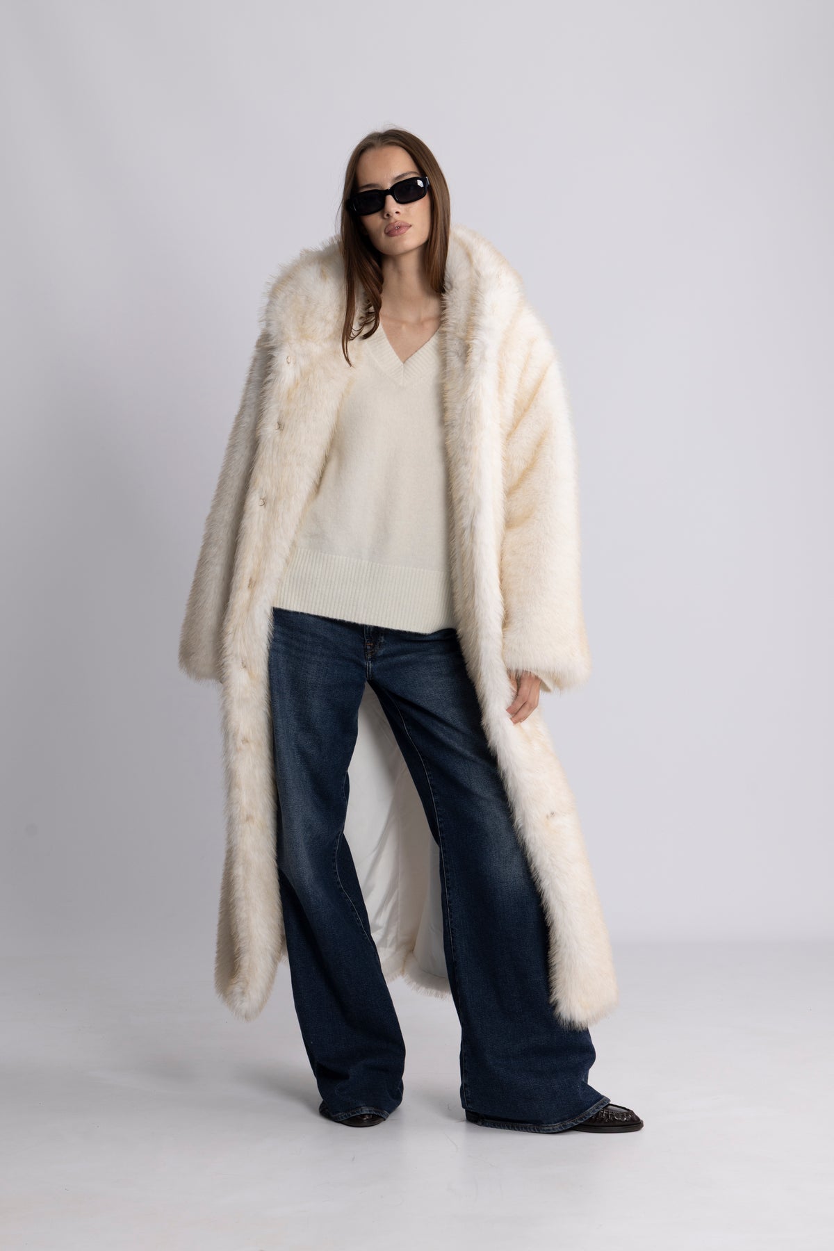 Astrid Faux Fur Coat - Creme