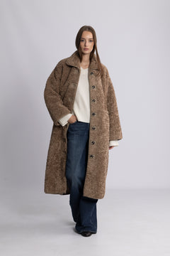 Ingrid Faux Shearling Coat - Camel