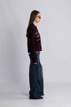Lisa Stitch Pocket Cardigan - Wine