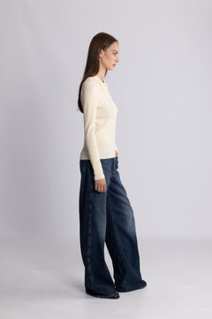 Marte LS Rib Polo Knit - Off White