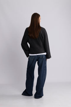 Elisabeth Knit Cardigan - Dark Grey Melange