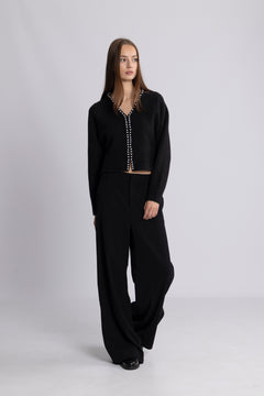 Sara Pearl Cardigan - Black