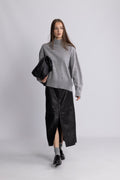 Nina Wool Knit Sweater - Grey Melange