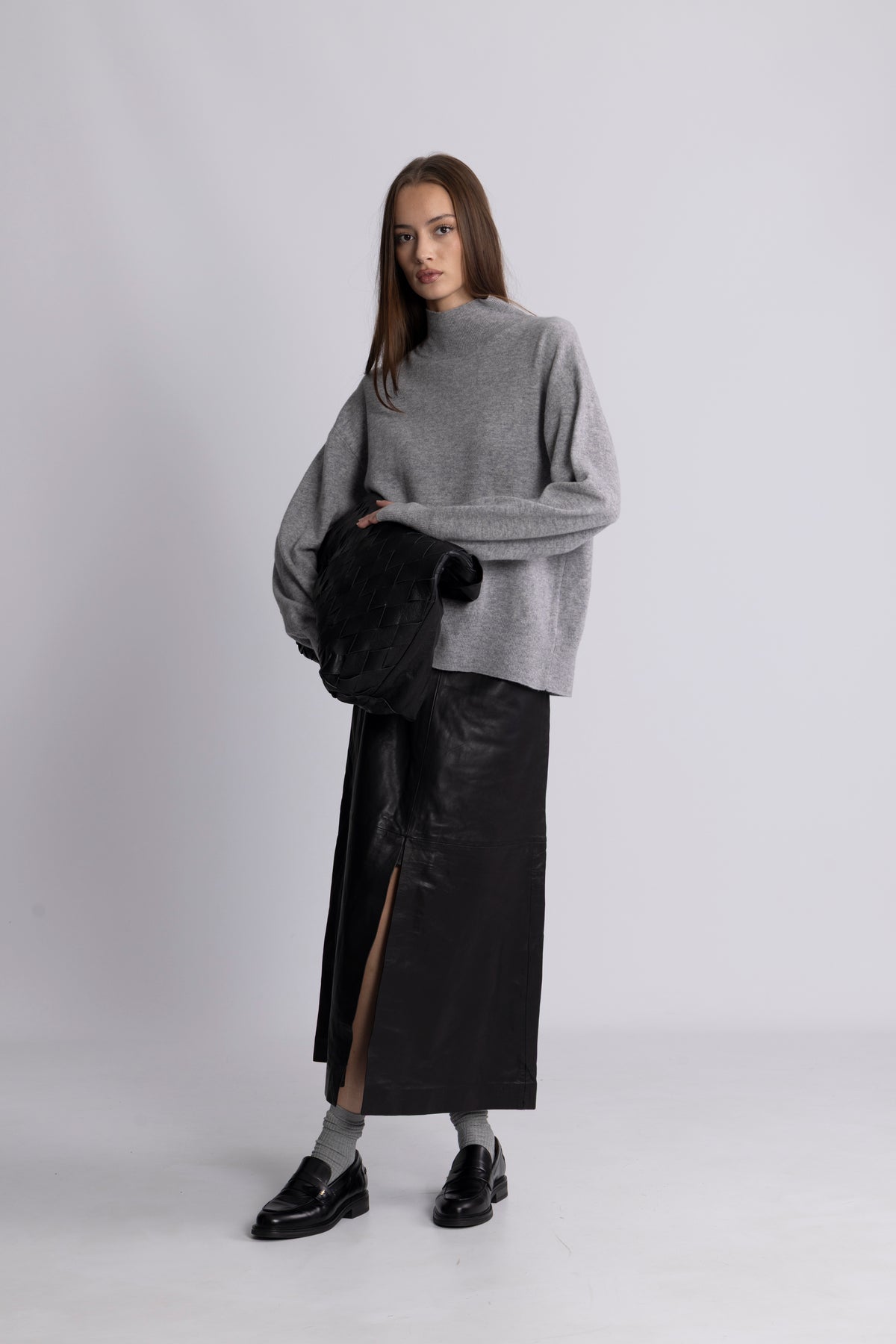 Nina Wool Knit Sweater - Grey Melange