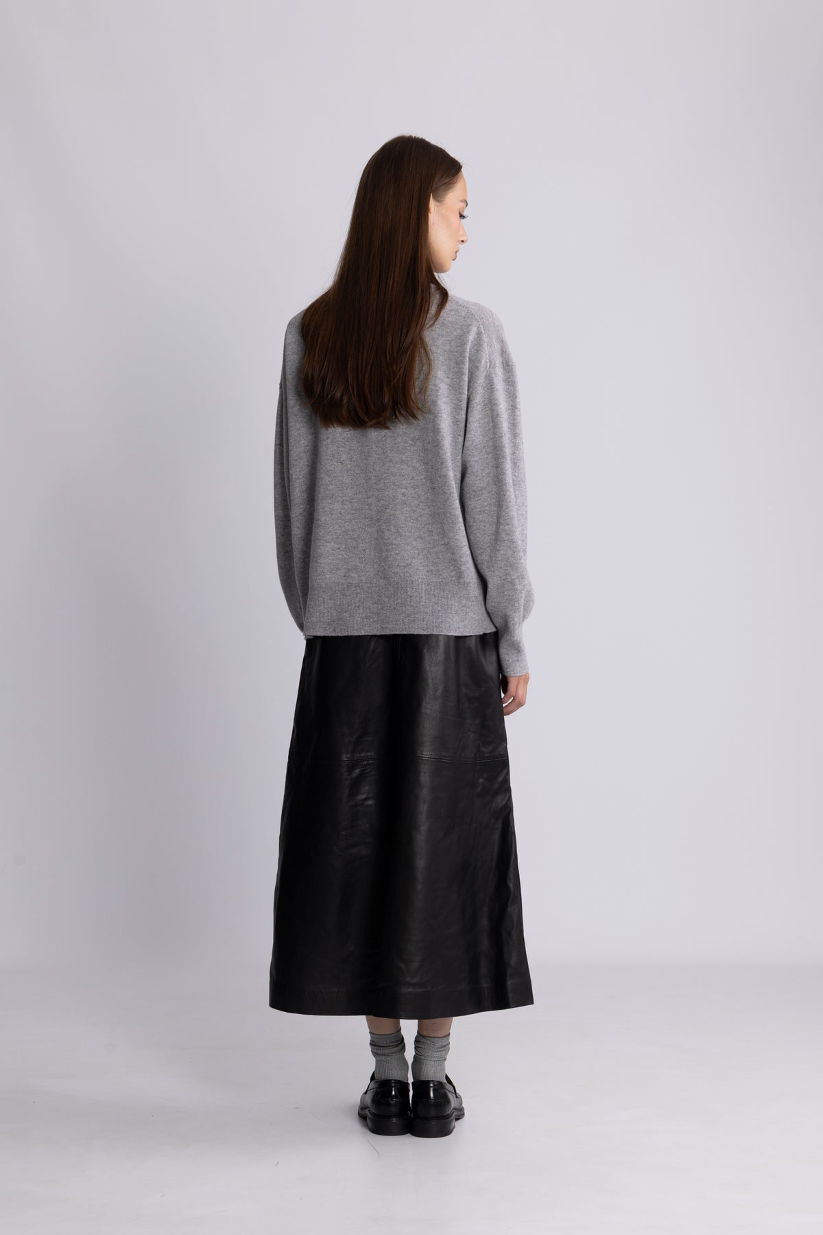 Nina Wool Knit Sweater - Grey Melange