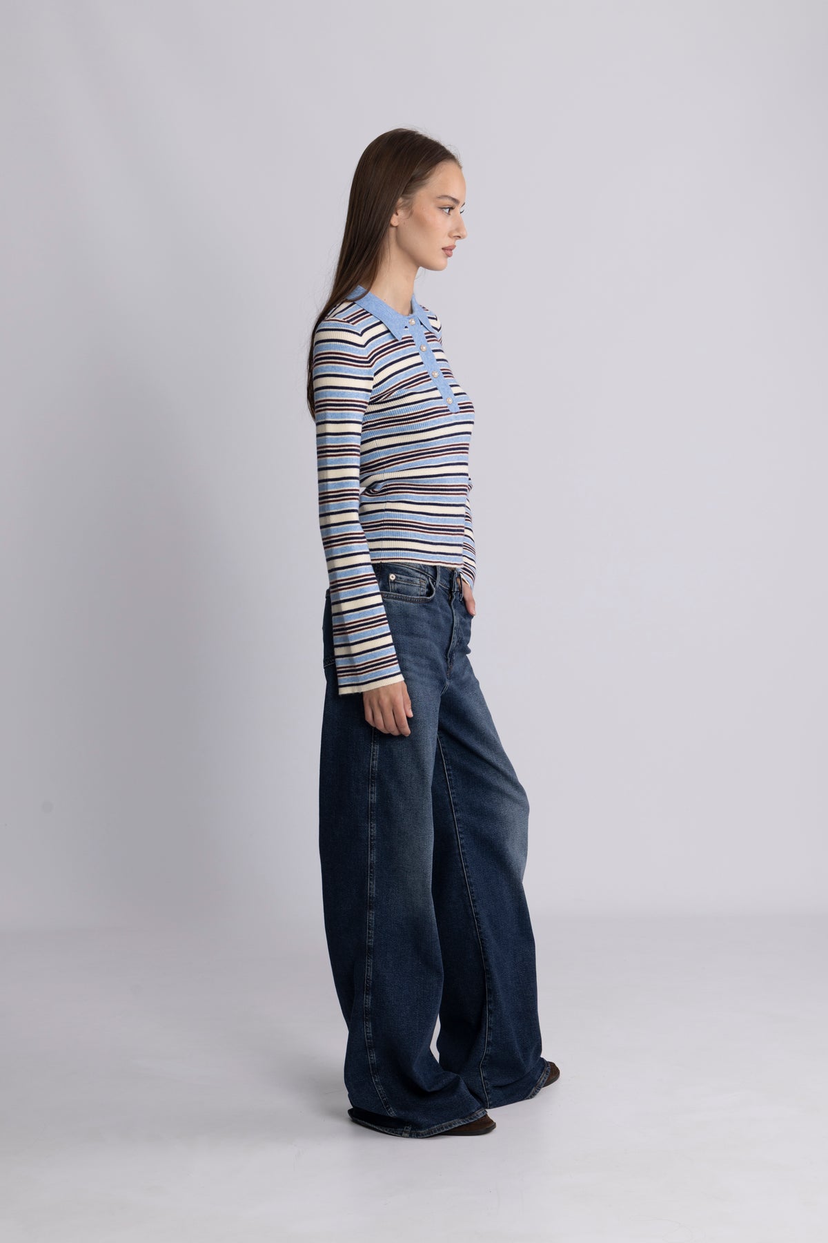 Marte Ls Stripe Polo - Blue